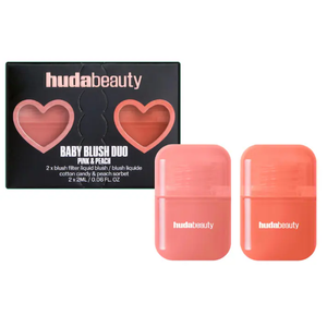 מארז מיני סמקים נוזליים HUDA BEAUTY Baby Blush Duo Pink & Peach (Cotton Candy + Peach Sorbet)