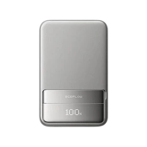 סוללת גיבוי מגנטית 10000mAh תומכת Qi2 דגם RAPID מבית EcoFlow - צבע כסוף EFRAPID10000