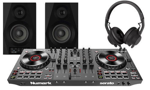 חבילת דיג'יי 21 - קונטרולר Mixtrack NS4FX אוזניות ורמקולים