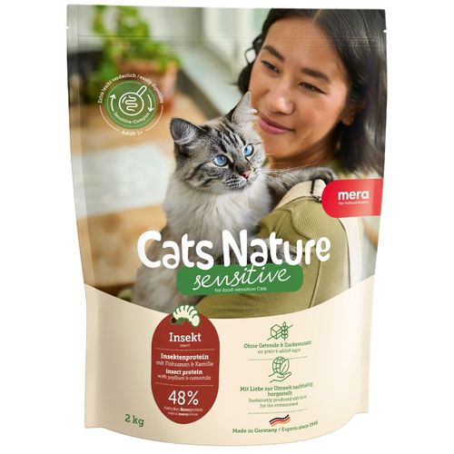 מזון יבש לחתולים רגישים מרה נצ'ור סנסטיב Mera Cats Nature Sensitive חלבון חרקים 400 גרם