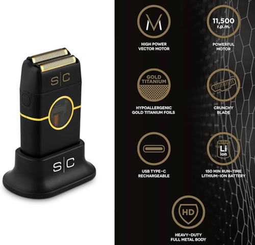 מכונת גילוח מקצועית StyleCraft Instinct Metal Double Foil Shaver – שחור