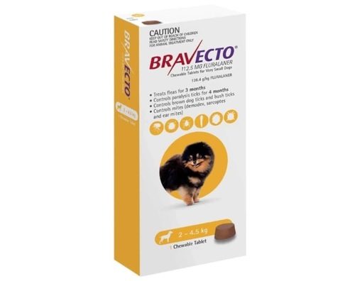 BRAVECTO ברבקטו טבליות נגד פרעושים וקרציות לכלב | 2-4.5 ק