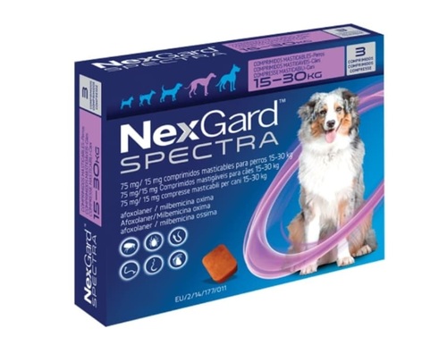 NEXGARD נקסגארד ספקטרה טבליות נגד פרעושים וקרציות לכלב | 15-30 ק