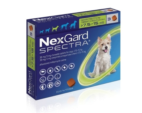 NEXGARD נקסגארד ספקטרה טבליות נגד פרעושים וקרציות לכלב | 7.5-15 ק