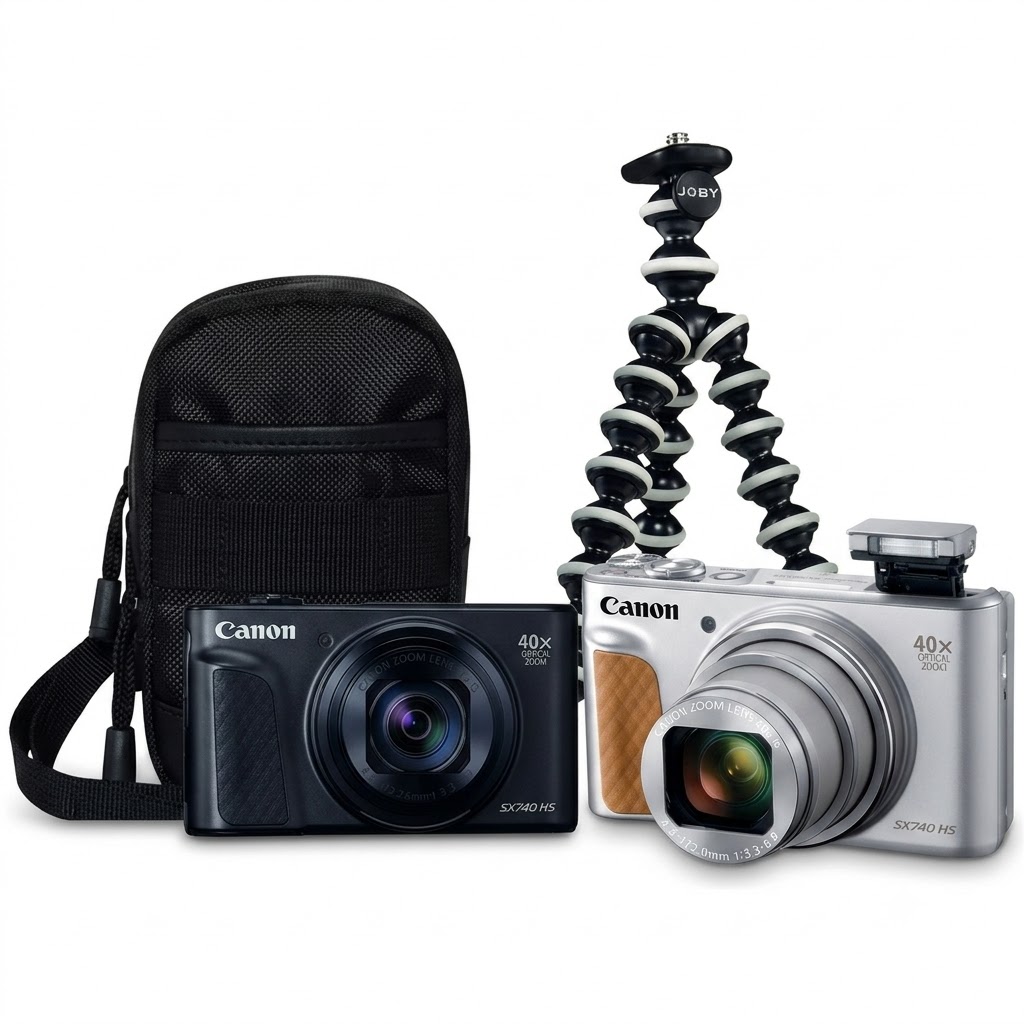 מצלמה קומפקטית קנון Canon PowerShot SX740 Travel Kit קנון 3 שנות אחריות