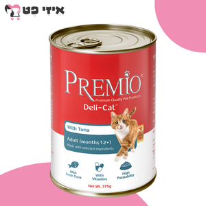 שימור פרמיו דליקט משלים פטה טונה לחתול בוגר 375 גרם PREMIO