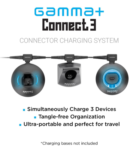 מערכת טעינה משולשת GAMMA+ Barberhood Connect 3 למכונות תספורת ופיניש