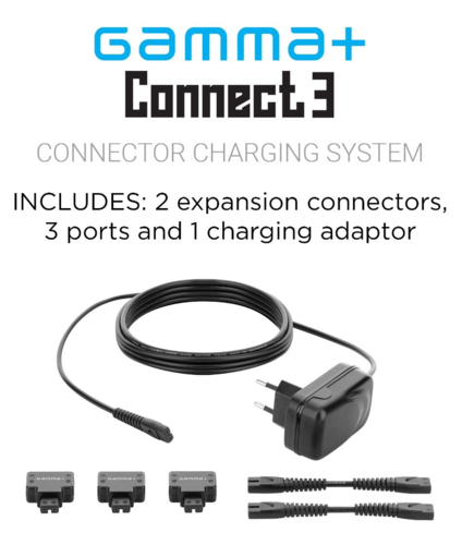 מערכת טעינה משולשת GAMMA+ Barberhood Connect 3 למכונות תספורת ופיניש