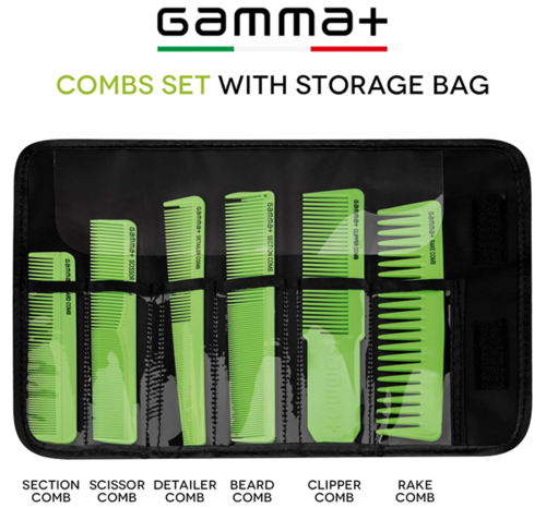 סט 6 מסרקים מקצועיים GAMMA+ – ירוק