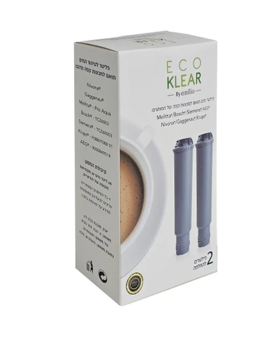 זוג פילטרים לסינון מים Eco Klear למכונות קפה אוטומטיות של ניבונה, מליטה וקרופס - מסנן נגד אבנית