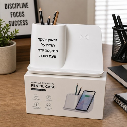 מטען אלחוטי פרימיום מעוצב – השילוב המושלם בין טכנולוגיה לסטייל משרדי 