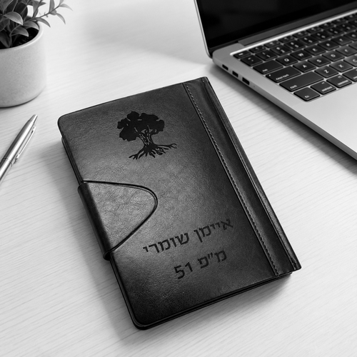 מחברת עסקים עם חריטה