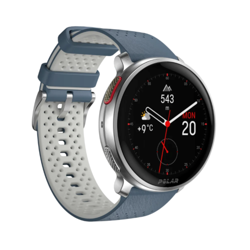 שעון מולטי־ספורט Polar Vantage V3 עם GPS דו־תדרי ומסך AMOLED בצבע כחול־כסף