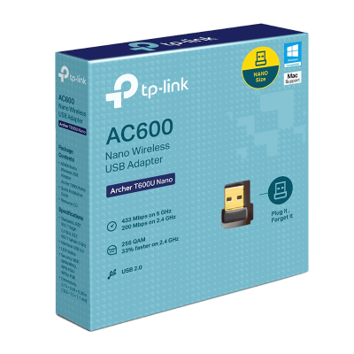 מתאם Wi-Fi TP-Link Archer T600U Nano 99360-600-02 AC600 USB Dual Band