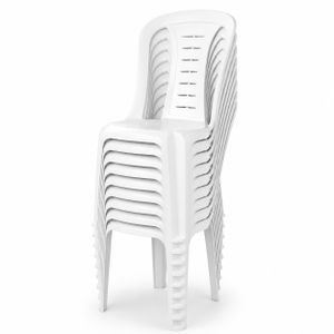 100 כיסאות פלסטיק בצבע לבן דגם אלה
