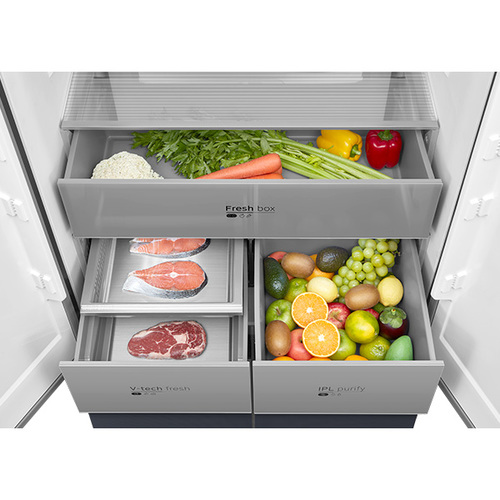 מקרר 4 דלתות 515 ליטר קו אפס Midea דגם MDRM706BIL70 - גימור נירוסטה שחורה