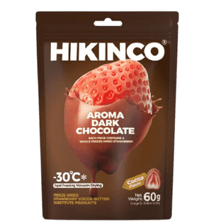 HIKINCO - תות מיובש בהקפאה בציפוי בטעם שוקולד מריר 60 גרם 
