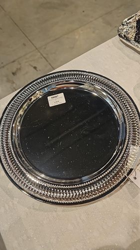 מגש עגול פסים ציפוי כסף קוטר 24 ס