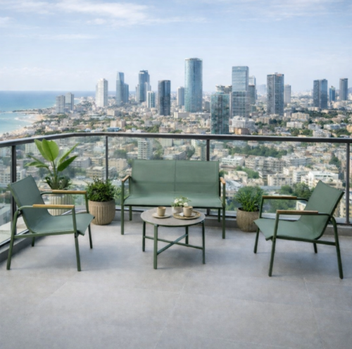 סט ריהוט גינה דו מושבי דגם קוסטה צבע ירוק