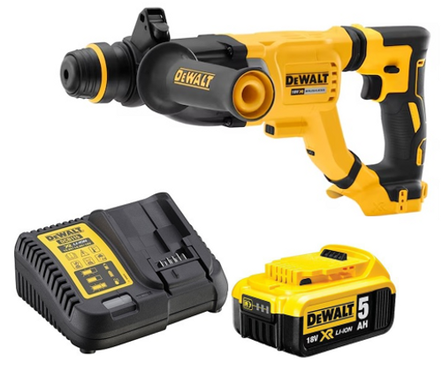 פטישון 18V/20V DEWALT + סוללה 5 אמפר + מטען + מזוודה קשיחה DCH263P1