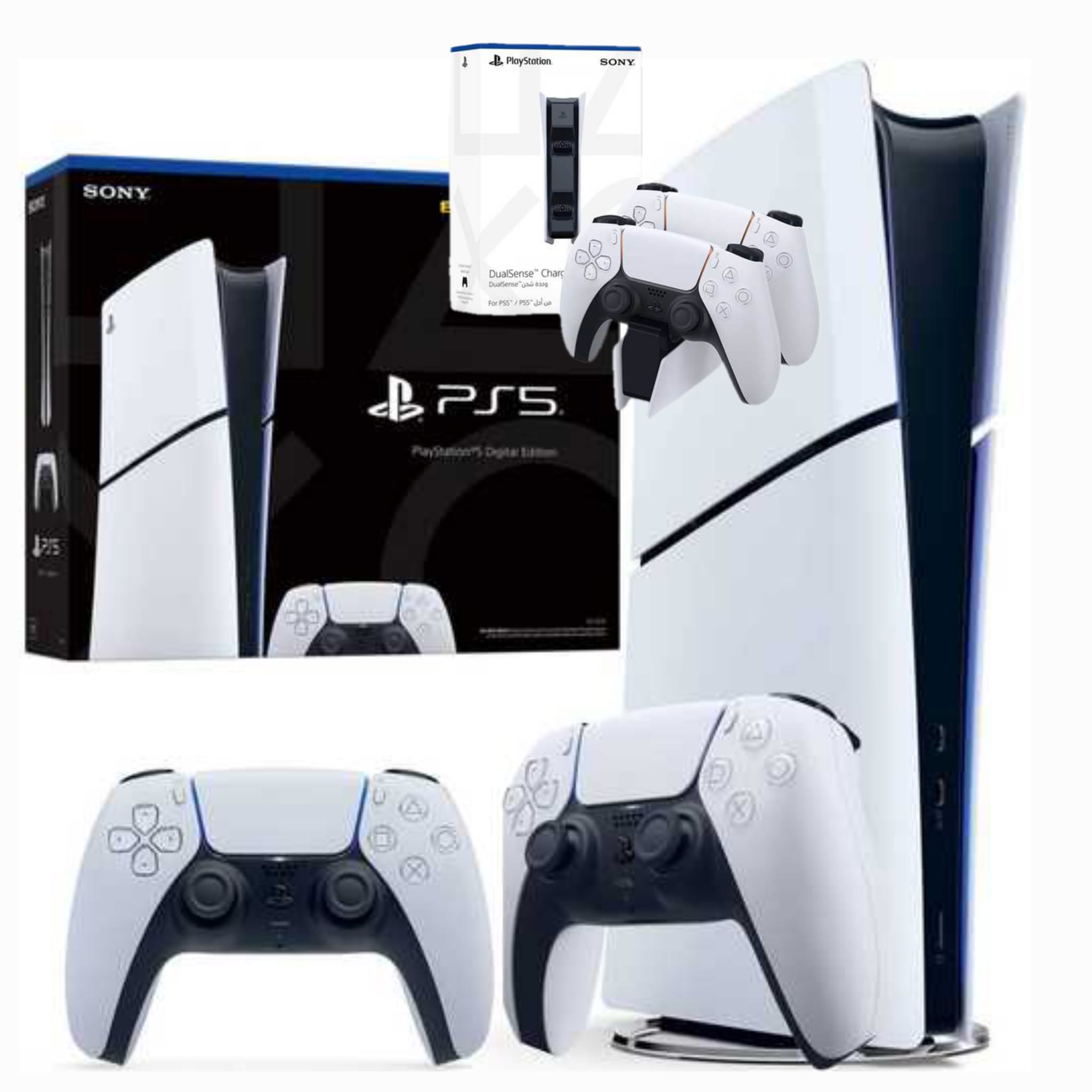 SONY PLAYSTATION 5 SLIM DIGITAL EDITION +‎ 2 CONTROLLERS + DUAL CHARGING STATION סוני 