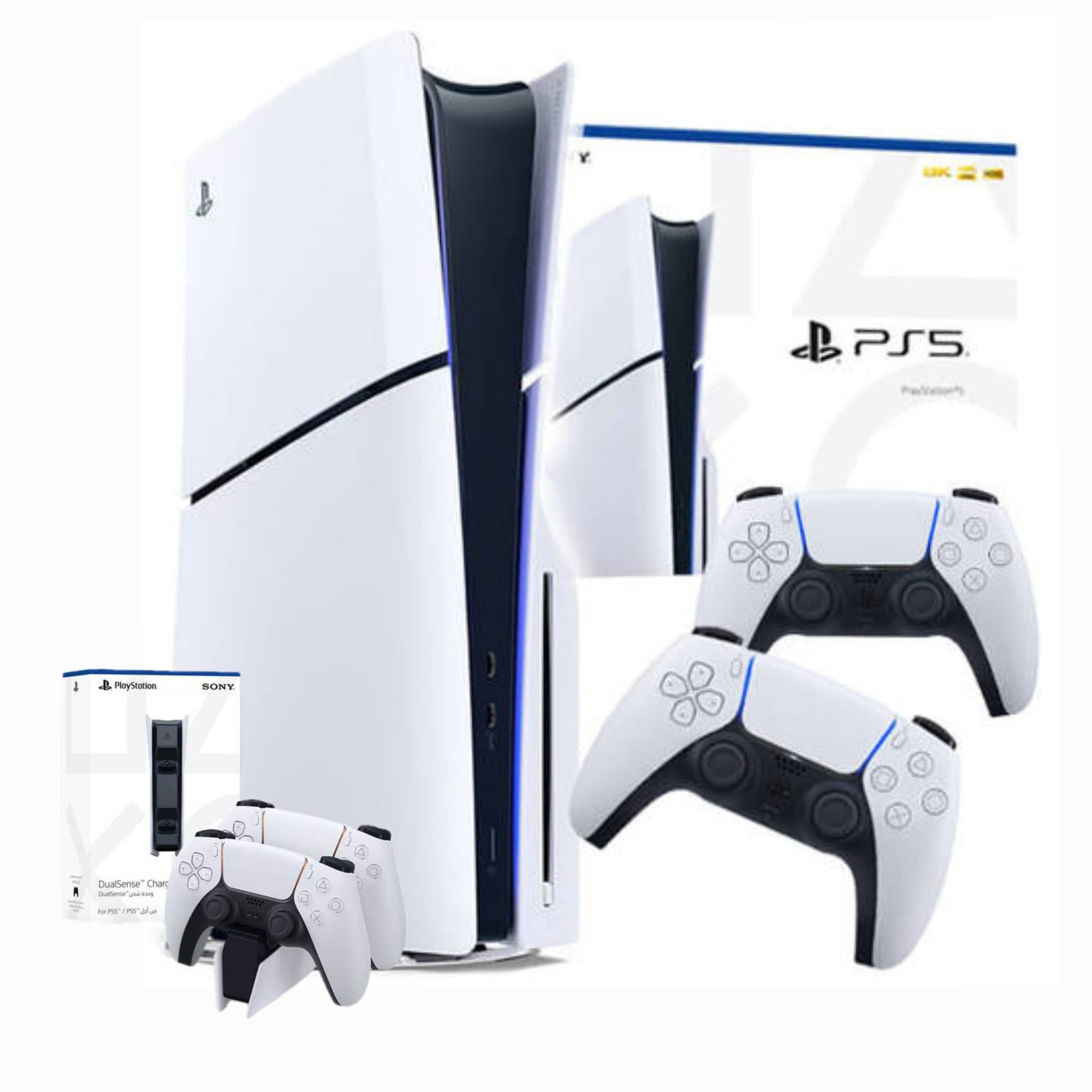 SONY PLAYSTATION 5 SLIM 1TB BLU-RAY EDITION CFI-2000 CFI-2016 + 2 CONTROLLERS + DUAL CHARGING STATION סוני