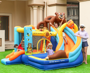 מתקן מתנפח עם מגלשה דוב צבעוני Doctor Dolphin דגם DD-72069B