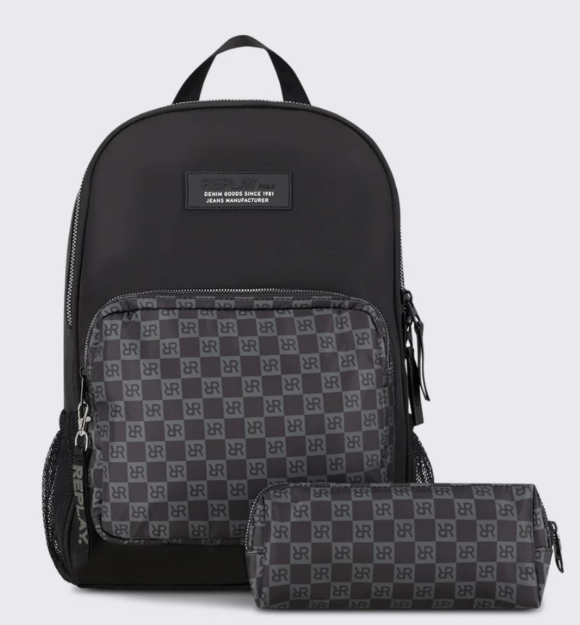 תיק גב עם קלמר ריפליי  Replay monogram backpack and pencil case set | שחור