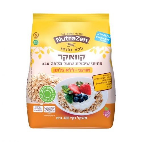 קוואקר שיבולת שועל מלאה עבה ללא גלוטן 400 גר' NutraZen