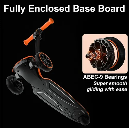 קורקינט למבורגיני מתקפל כתום - KICK AND ROLL Lamborghini Children's Scooter ORANGE Flashing Wheels Foldable Push