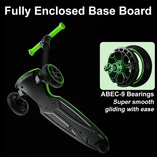 קורקינט למבורגיני מתקפל ירוק - KICK AND ROLL Lamborghini Children's Scooter GREEN Flashing Wheels Foldable Push Scooter