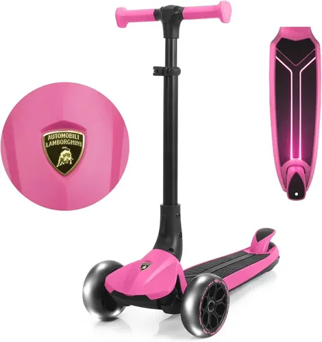 קורקינט למבורגיני מתקפל ורוד - KICK AND ROLL Lamborghini Children's Scooter PINK Flashing Wheels Foldable Push