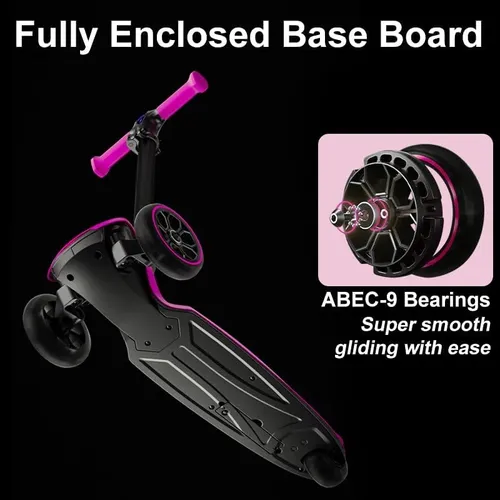 קורקינט למבורגיני מתקפל ורוד - KICK AND ROLL Lamborghini Children's Scooter PINK Flashing Wheels Foldable Push
