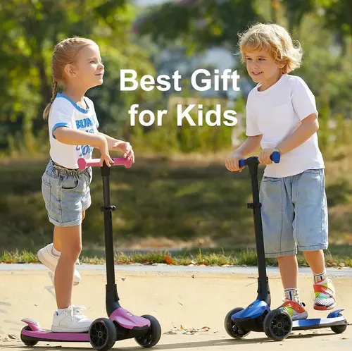 קורקינט למבורגיני מתקפל ורוד - KICK AND ROLL Lamborghini Children's Scooter PINK Flashing Wheels Foldable Push