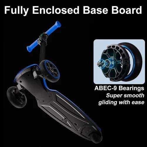 קורקינט למבורגיני מתקפל כחול - KICK AND ROLL Lamborghini Children's Scooter Blue Flashing Wheels Foldable Push Scooter
