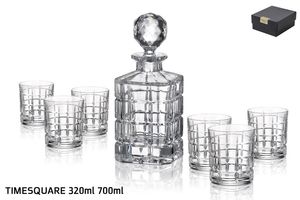 סט דקאנטר 700ml + 6 כוסות וויסקי 320m קריסטל בוהמיה TIMESQUARE