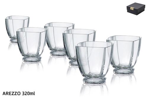 סט 6 כוסות ויסקי קריסטל בוהמיה Arezzo 320ml