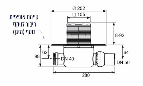 נקז למקלחת דגם 120 קיסנר Tece