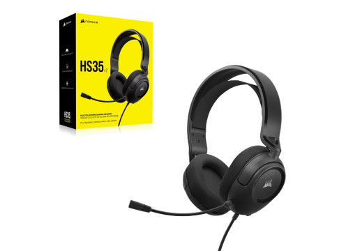 אוזניות קשת חוטיות לגיימינג HS35 V2 MULTIPLATFORM CARBON צבע שחור CORSAIR
