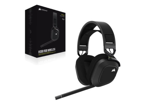 אוזניות קשת אלחוטיות לגיימינג HS80 RGB WIRELESS PREMIUM צבע שחור CORSAIR
