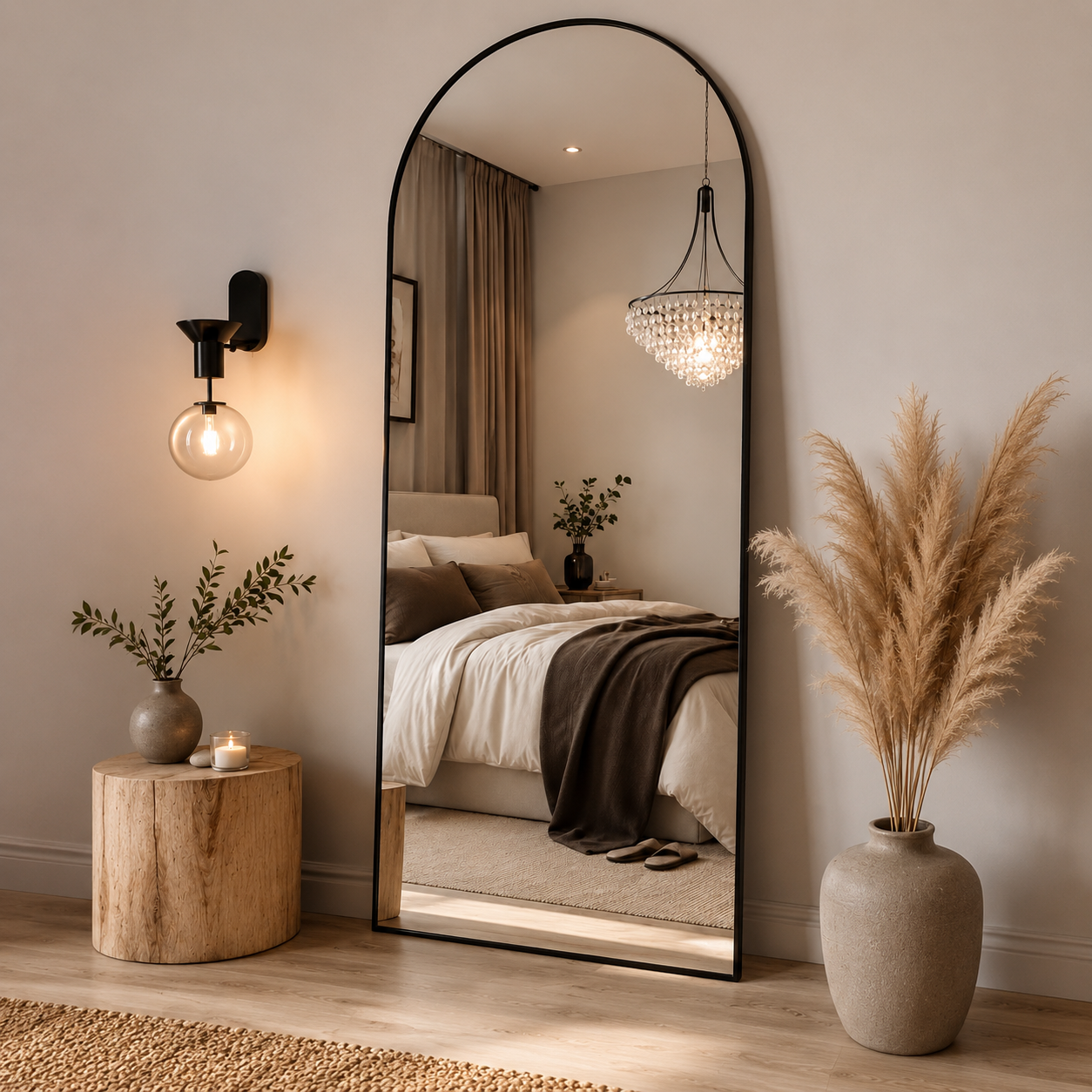 מראת גוף קשת – מסגרת שחורה 80×180 ס"מ - איסוף עצמי בלבד