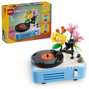 Record Player with Flowers