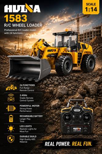 Huina 1583 1:14 RC Metal Wheel loader (2026 Model)