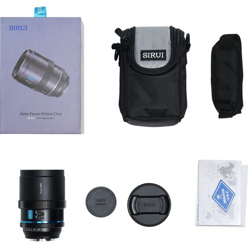 עדשה אנמורפית אוטופוקוס Sirui 40mm T1.8 1.33x S35 Autofocus Anamorphic (Sony E, Blue Flares) - יד שניה!