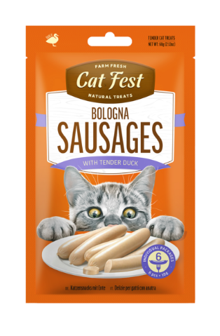 Cat Fest - חטיף נקניקיות עם ברווז לחתולים 60 גרם
