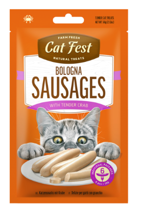 Cat Fest - חטיף נקניקיות עם סרטנים לחתולים 60 גרם