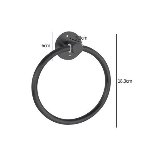 מתלה נירוסטה לתליית מגבות בהדבקה/הברגה דגם וולטה (חישוק) שחור