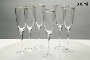 סט 6 גביעי שמפניה קריסטל פס זהב GLASSWARE COLLECTION