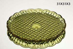 צלחת 31X31X3 ס"מ GREEN GOLD CRYSTALINE