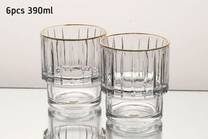 סט 6 כוסות וויסקי 390 מ"ל CRYSTALIN פס זהב